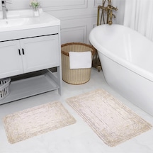 Rovigo Home Baskılı Kaymaz Taban 2 Li Banyo Paspas Takım Rvg5092-100X60-60X50 Çok Renkli