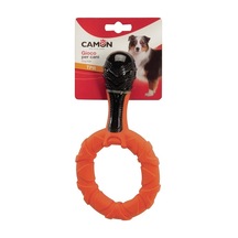 Camon Halkalı Tpr Gidon Şeklinde Siyah Turuncu Eğlenceli Köpek Oyuncağı 21 Cm