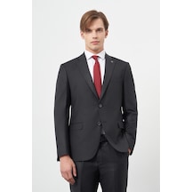 İmza Siyah Düz Gabardin Mono Yaka Tam Astar Çift Yırtmaç 2 Düğme 6 Drop Comfort Fit Classic Takım Elbise 1001245171 Siyah