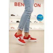United Colors Of Benetton Kırmızı Hafızalı Taban Keten Bağcıklı Kadın Sneaker Bnı-11241 Z