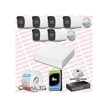 Provzen Hikvision 6 Kameralı 4mp Ip Colorvu 3.0 Güvenlik Sistemi Aı İnsan Araç Algılama Mikrofon Ve Işıklı Alarm