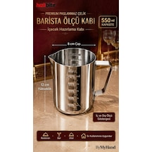 Bymyhand Premium Paslanmaz Çelik Ölçü Kabı Karıştırma Kabı Sütlük Süt Potu Barista Ölçü Kabı 550 Ml Çok Renkli