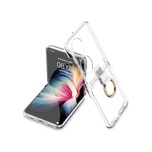 Huawei P50 Pocket Kılıf Pazarplus Yüzüklü Kıpta Kılıf Şeffaf