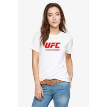 Ufc Logo Baskılı Beyaz Kadın Tshirt