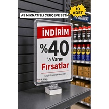 10 Adet - A5 Mıknatıs Tutuculu Fiyatlık Etiketlik Dikey Yatay Ve Bilgilendirme Çerçevesi Şeffaf