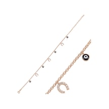 Brezza Lusso Jewelry 925 Ayar Mineli Göz & Zirkon Taşlı Doç Zincirli Sallantılı Halhal