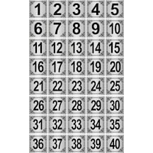 Metal Kapı,Masa,Dolap Numarası 5x5cm 40 adet (1..40) Gümüş Renk Metal