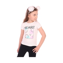 Toontoy Kids Toontoy Kız Bebek Heart Baskılı Tişört Ekru