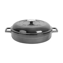 Lava Döküm Çok Amaçlı Yayvan Tencere Döküm Demir Kubbe Form Kapak Premium Serisi Çap(Ø)28cm.