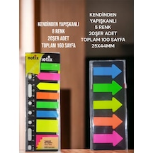 Ok Şekilli Yapışkanlı Kağıt Post-it 5 Renk X 20şer Sayfa + Notix Yapışkanlı Kağıt Seti