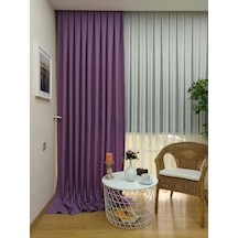 Evdepo Home Keten Koyu Lila Fon Perde Tek Kanat Lila