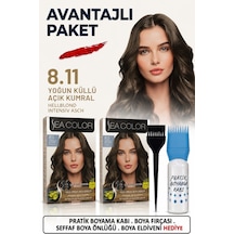 Sea Color Set Saç Boyası 8.11 Yoğun Küllü Açık Kumral 2 Li 2 Kutu+pratik Boya Kabı