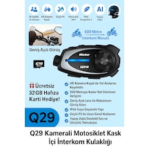 Q29 Kameralı Motosiklet İnterkom Kulaklığı Geniş Açılı Görüş Hd