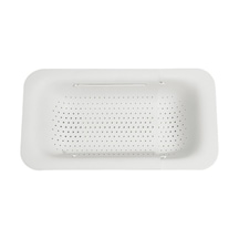 Jianfan Genişletilebildir Lavabo Süzgeç Sepeti Plastik Sebze Yıkama Askı Mutfak Rafı Beyaz Beyaz