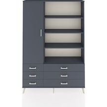 Arges Dolap 8 Raflı 6 Çekmeceli Tek Kapaklı 132x30x195 Antrasit-antrasit/antrasit Antrasıt/antrasıt