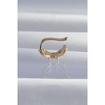 Forwhat Zarif Kadın İçin Golden Pirinç Zirkonlu Earcuff Küpe Kahverengi