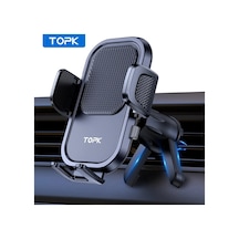 Topk Araç Telefon Tutucu - Metal Kanca Montaj, Tüm Telefonlarla Uyumlu, Hava Firarı İçinblack Black