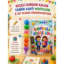 5 Adet Okula Yeni Başlayan Öğrencilere Sınıfımıza Hoşgeldin Yazılı Hediye Seti 1. Sınıf- Sene Başı Hatırası Keçeli Kalem Tebrik Kartı Hediyeli