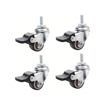 Dashanshop 1.25 İnç Tpe Lastik Tekerlekli 4 Adet Ağır Hizmet Metal Sessiz Frenli Döner Tekerlek