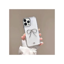 Apple İphone 16 Pro Max Uyumlu Kılıf Bow Silikon Kılıf Şeffaf