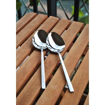 2'li Paslanmaz Çelik Servis Kaşığı Sunum Kaşık 22 Cm