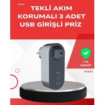 2500w Güç Destekli Akım Korumalı Priz - 3 Usb Çıkışlı Çok renkli