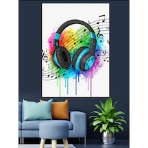 Ahşap Tablo Renkli Neon Müzik Kulaklığı