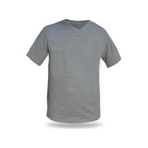 T-Shirt V Yaka Kısakol %100 Pamuk Cepli Gri