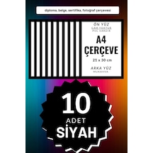 Siyah-10 Adet A4 Çerçeve Diploma Belge Sertifika Fotoğraf Resim Çerçevesi Pvc 10lu Siyah