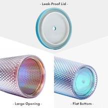 Geeroyoo 710ml Kapasiteli Renkli Abs Su Bardağı, Taşınabilir, Darbeye Dayanıklı, Sıcaklığa Karşı Koruma, Kapaklı Ve Pipetli Bej