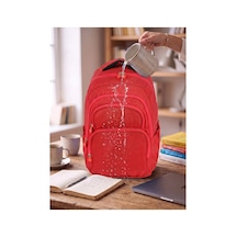 Unisex Su Geçirmez Çok Bölmeli Krinkıl Kumaş Okul Çantası Laptop Çantası Kırmızı Kırmızı