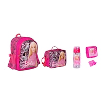 Barbie Okul Çantası ,beslenme Çantası ,yemek Kabı Ve Matara Çok Renkli