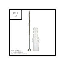 Dübel-vida Seti, Beyaz Dübel 14 Mm, 6,0x120 Yhb Sunta Vidası, 10 Adet