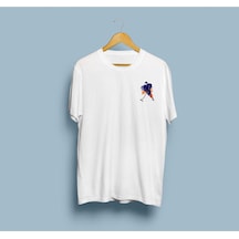 Oversize Olimpiyat Oyunları Hokey / Hockey Logolu Unisex T-shirt Beyaz