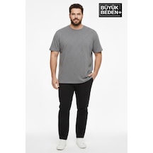 Superlife Büyük Beden Erkek Basic Tişört Pamuklu Düz T-shirt 3xl-6xl Spr26bts510 Gri Melanj