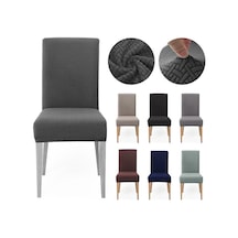 Koyu Gri Yemek Sandalyesi Yıkanabilir Streç Slipcover Çıkarılabilir Sandalye Koruyucu Kapakları