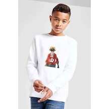Tshirthane Anime One Piece Donguijote Baskılı Unisex Çocuk Beyaz Sweatshirt