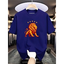 Şampiyon Baskılı Unisex Tişört Saks Mavisi