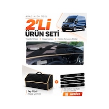 Ford Transit Tip 2 2020-2025 Uyumlu Torpido Örtüsü + Tay Tüyü Bagaj Çantası + Sticker - Siyah Bej