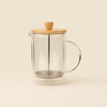Azir Çift Cidarlı French Press - Şeffaf / Açık Kahverengi - 800 Ml Çok Renkli