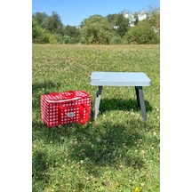 Katlanır Plastik Sehpa, Kamp Masası Gri- Termo Piknik Çantası Gri