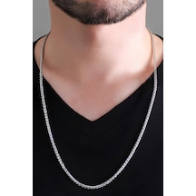 İnce Spor Model Erkek Çelik Kolye Zincir Tilki Kuyruğu 3mm 55cm Acb01k Metalik Gri