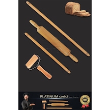 Platinum Seri Ahşap Hamur Açma Oklavası Merdanesi Rulosu 4 Lü Set