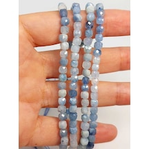 Bileklik Boy Akuamarin Taşı Küp Şekilli Faset Kesim Yarım Dizi 4.5mm 45316 18cm Uzunluğundadır Çok Renkli