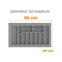 Gri Renk Çekmece İçi Kaşıklık Ve Kepçelik 86x49 Cm 78x40 Ölçülerine Kadar Kesilebilir Gri