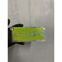 Yeşil Renk Üzeri Hologram Renk Meleğim Yazılı Vantuzlu Cam Süsü