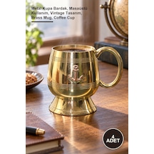 4 Adet Pirinç Çapali Kupa Bardak Metal Kupa Bardak, Masaüstü Kullanım, Vintage Tasarım, Brass Mug, Coffee Cup