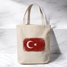 Türk Bayrağı - Baskılı Bez Omuz Çantası Pinterest Çanta 35x40 Cm Çok Renkli