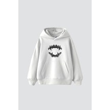 Tarzsokak Shining Teeth Baskılı Oversize Unisex Premium Beyaz
