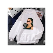 Tarzsokak Beyaz Unisex Jhene Aiko Kapüşonlu Streetwear Şarkıcı Grafik Baskı